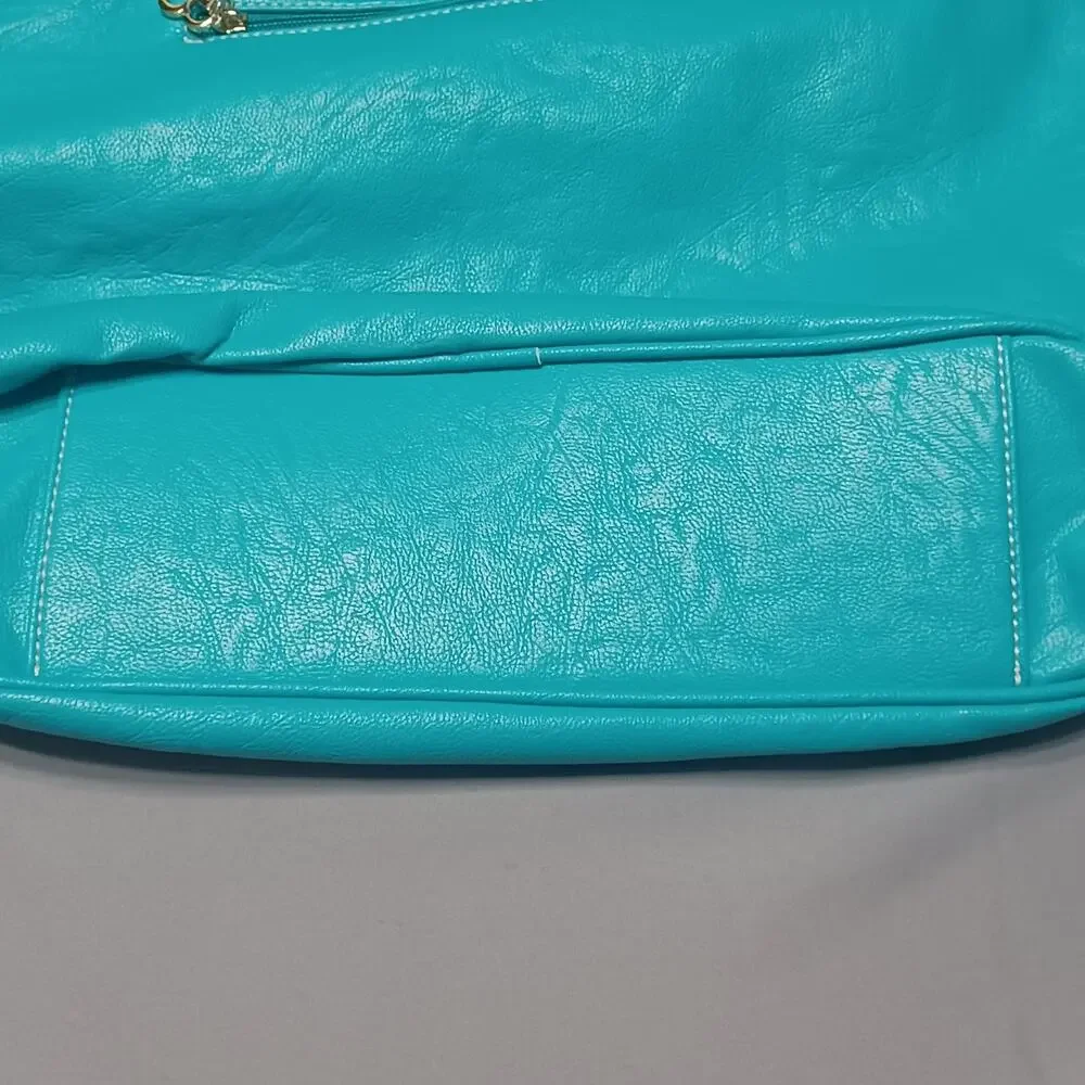 Betty Boop Teal Faux Leather Handbag Oversized Rhinestone Bow Satchel